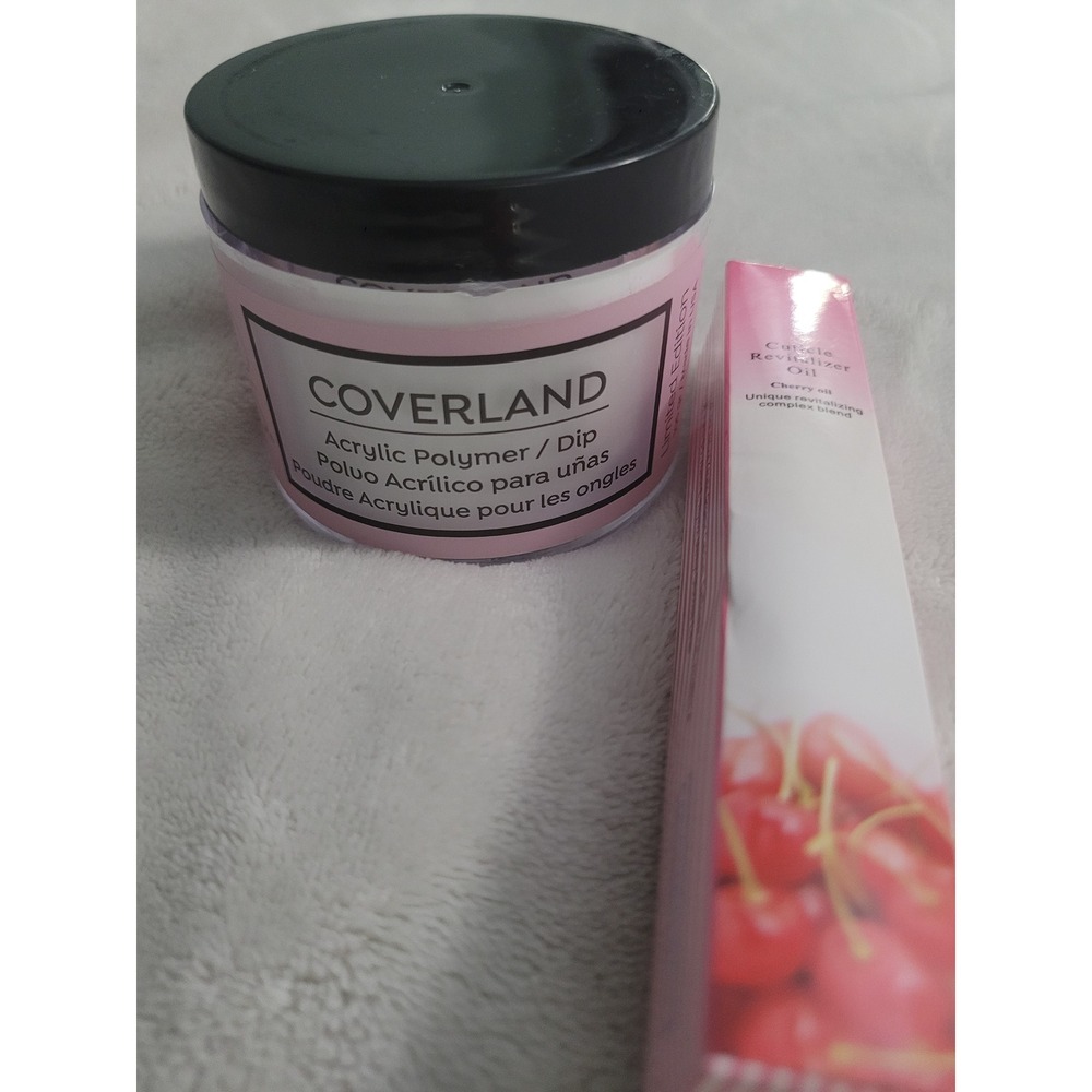 Tones Coverland Perfect White Acrylic Dip Powder 105g & Cherry Cuticle Oil Set